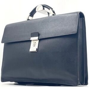 Prada Black Leather Briefcase with Silver Accents